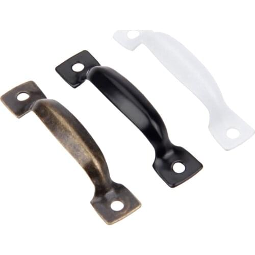 10pcs/lot Mini Handles Alloy Vintage Pulls 52mm*11mm Knobs Antique Bronze/Silver/Black screws Furniture Hardware Cabinet Drawer