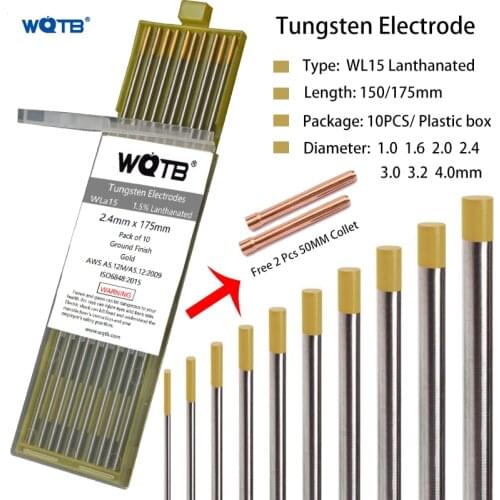 2% Lanthanated tungsten electrodes WL15 WL20 tig tungsten rod 1.0 1.6 2.0 2.4 3.0 3.2 4.0mm gold tig electrodes for tig welding