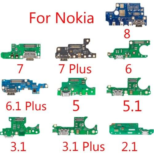 USB Charging Charger Dock Port Board With Microphone Mic Flex Cable For Nokia 7 6 5 3.1 5.1 2.1 2 2.2 3 3.2 Plus