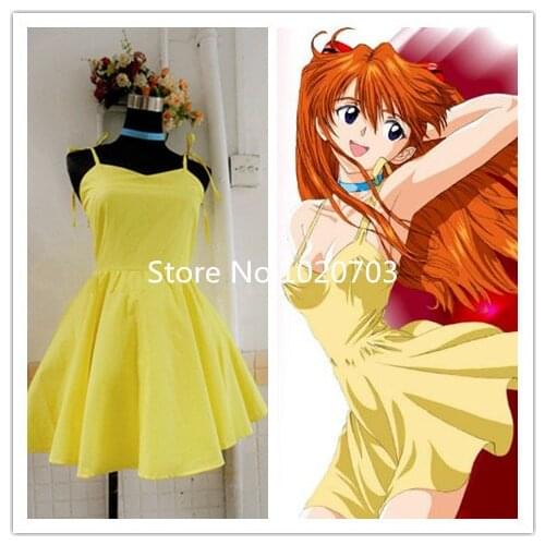 Asuka Langley Soryu Yellow Dress Cosplay Costume