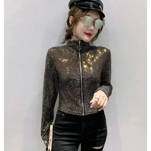 Womens Jacket 2021 Spring Fashion New Casaco Feminino Tops Flash Sequined Short Coat Color Female Outerwear Ladies Jackets