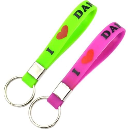 1PC I Love Dance Silicone Wristband Keychain Printed Logo