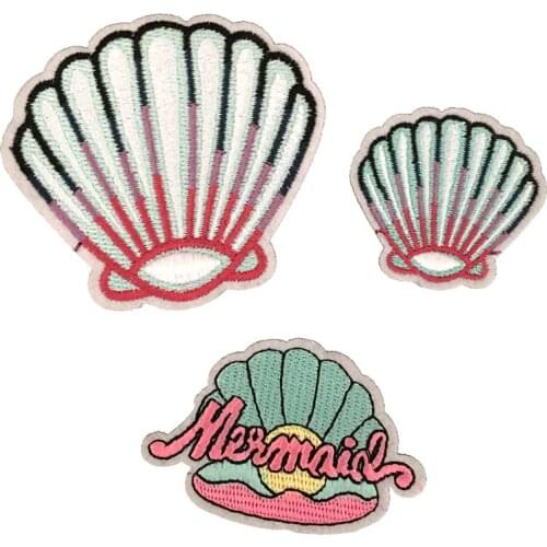 10PCS/lot Mermaid Shell Embroidered Patches for Clothes Iron on/Sew on Patch Embroidery Appliques DIY Decoration Accessories