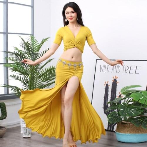 2020 New Belly Dance Costumes 1048 Short Sleeve Belly Dance Tops & Tees 3002 High Grade Long Skirts for Women Bellydance Dress