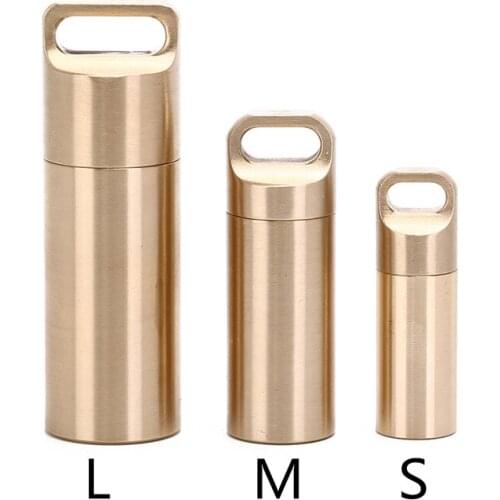 3Sizes Aluminium alloy Pill Cases Multifunctional Brass Seal Cabin Waterproof Medicine Pill Drug Cigarette Cases