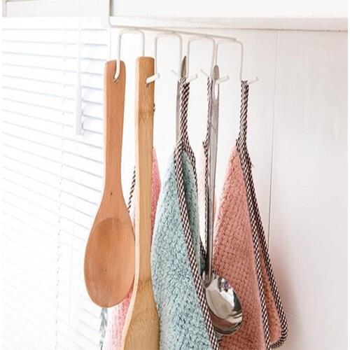 8 Hooks Cup Holder Hanging Bathroom Hanger Kitchen Organizer Cabinet Door Shelf Removed Storage Rack Home Decor