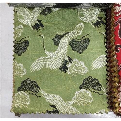 White crane pattern imitation silk brocade damask jacquard fabric pillow cushion fabric DIY cheongsam Tang cloth interior fabric