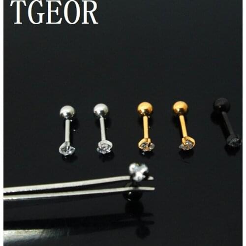 Free shipping 1Pair 4mm gem heart cubic Zircon mixed colors claw Zircon tragus piercing earring Good
