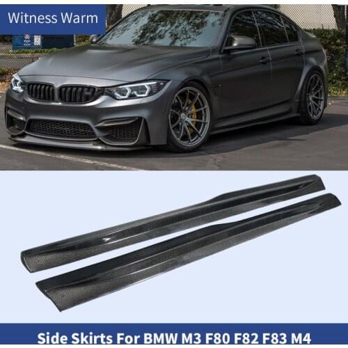 For M4 Carbon Fiber Car Side Skirt Apron For BMW F83 F82 M4 Convertible Coupe 2014-2020