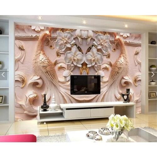 Large Mural Moth Orchid Peacock Photo Wallpaper Embossed 3d Wallpapers for Living Room Bedroom 3d wallpaper custom painting