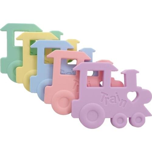 Chenkai 5PCS Silicone Train Teether BPA Free DIY Pendant Nursing Baby Shower Pacifier Dummy Teething Sensory Jewelry Toy