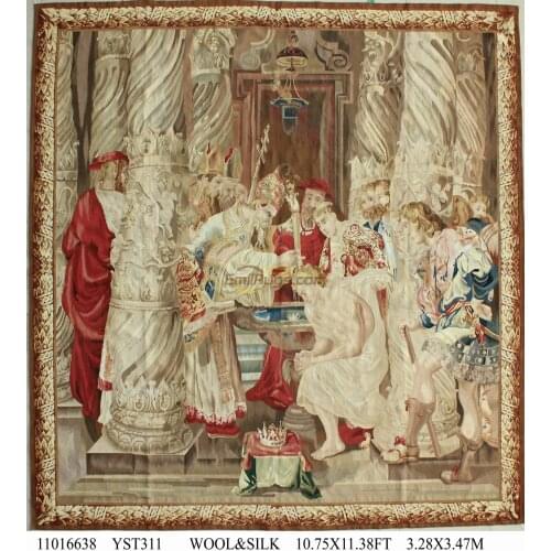 Pure handmade wool palace French Aubusson Gobelins Weave Tapestry wide (305CM) 11016638 10.75x11.38gc88tapyg4