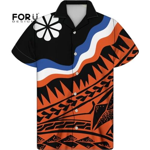 FORUDESIGNS Polynesian Tribal Tribe Pattern Summer Streetwear Short Sleeved Blusas Adults Leisure Loose Shirts Plus Size Blusa