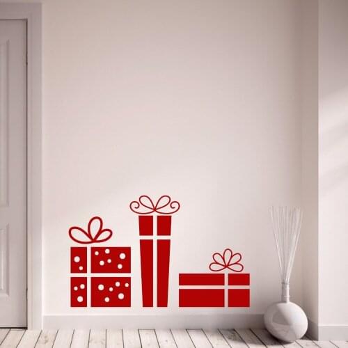 Colorful Christmas Gifts Presents Tribute Festival Decal Home Decal Removable Vinyl Art Wall Sticker Autocollant Mural B081