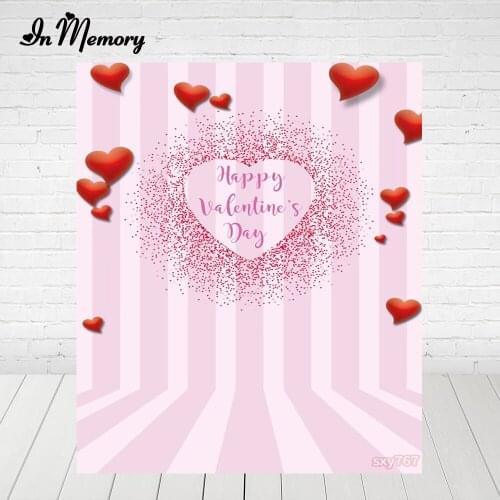 InMemory 6 Options Valentines Day Backdrop For Photo Studio Striped Glitter Heart Anniversary Wedding Photography Backgrounds