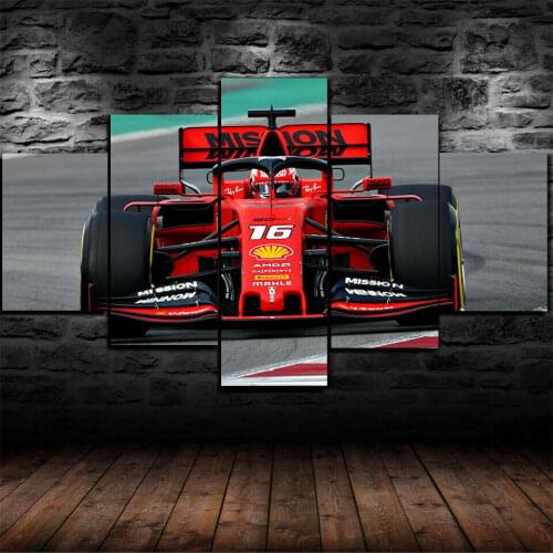 Charles Leclerc F1 Car Poster 5 Panel Canvas Picture Print Wall Art Canvas Painting Wall Decor for Living Room No Framed