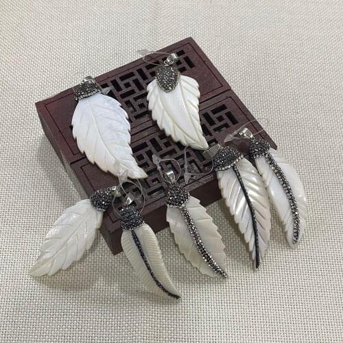 Classic Diamond Shell Pendant Feather Shaped Lady Necklace Bracelet Earring Jewelry Accessories Wholesale Handmade Creative Gift