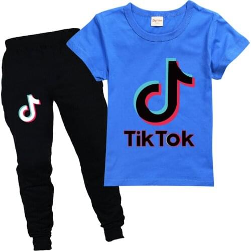 TIK TOK Boys Clothing Set Kids Clothes Sets for Girls birthday 2Pcs Casual Sport Outfit Children Clothes Suit Cartoon printing