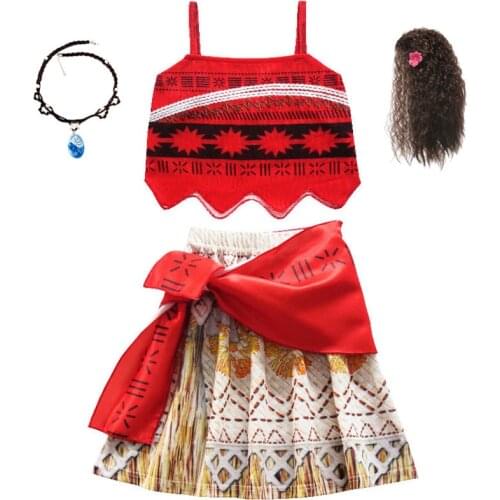 Girls Moana Cosplay Costume for Girls Straps Backless Vaiana Summer Princess Dress Child Baby Clothes Carnival Birthday Attire