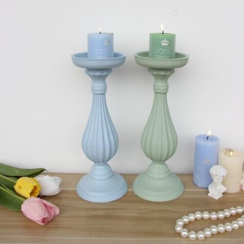 Green Wooden Creative Candlestick Succulent Plant Pot Tray Candle Holder Table Desktop Decoration Rustic Wedding Holiday Decor