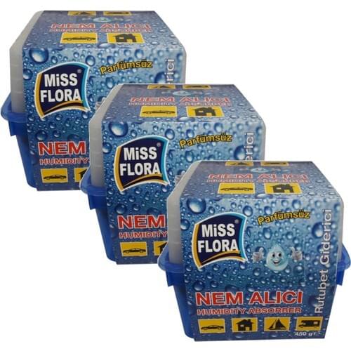 MİSSFLORA Nem Alıcı 450 G 3' Lü Paket güve ev kapalı dolap küf araba nem emici ıslak sökücü kalıp