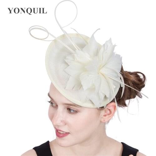 Royal Blue Wedding Fashion Fascinator Hat Headband Feather Flower Headpiece With Mesh Bridal Married Millinery Race Accessories