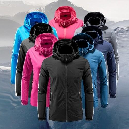 Men Women Quick Dry Hooded Windbreaker Single Layer Outdoor Zipper Jacket Unisex Waterproof Windproof Casual Hiking Sports Coats