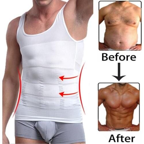 Men Slimming Body Shaper Waist Trainer Vest Tummy Control Posture Shirt Back Correction Abdomen Tank Top Shaperwear