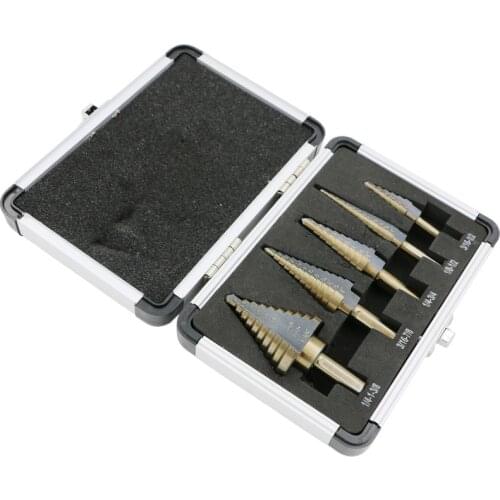5pcs Step Drill Bit Set Hss Cobalt Multiple Hole 50 Sizes Sae Drills 1/4-1-3/8 3/16-7/8 1/4-3/4 1/8-1/2 3/16-1/2 Bits