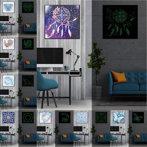 DIY Special Shaped Night Luminous Diamond Painting Animals Butterfly Flower Picture Diamond Crystal Art Embroidery Kit Gifts