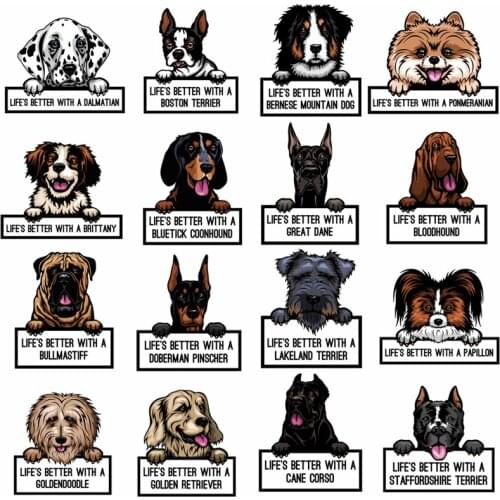 Various Cute Animal Cartoon Dogs Series Stickers For Car Styling Auto Body Window Bumper Waterproof Laptop Stickers and Decals