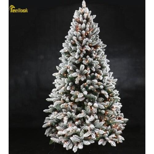 Teellook New Year Gift Flocking Christmas Tree Snowflake Tree Christmas Family Hotel Mall Decoration