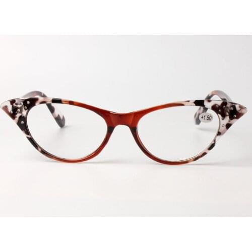 Sexy Leopard Women Cat Eye Reading Glasses Resin Lenses Crystal Rhinestone Decoration Presbyopic Eyewear Gift for Elder