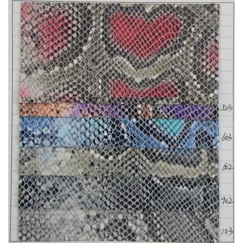 Factory wholesale synthetic PU leather fabric eco-friendly colorful snake grain leather material