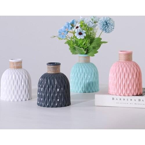 Plastic Vase Imitation Ceramic Flower Pot Decorative Artware Flowerpot Desktop Decor Home Decorations for Sitting Room Bedroom