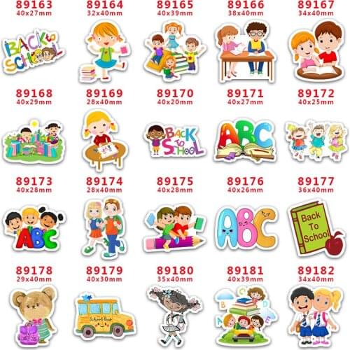 DIY Craft Supplies Sewing Accessories Cartoon Back To School Printed Planar Resins Mold 30 Pieces. PR-89163