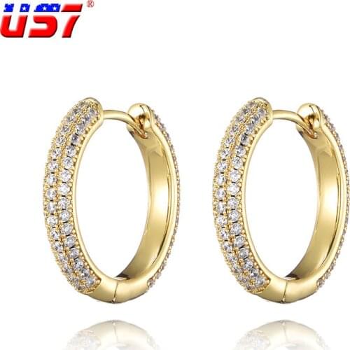US7 1 Pair Bling Iced out Cubic Zirconia Earrings For Men Women Fashion Hip Hop Rock Jewelry