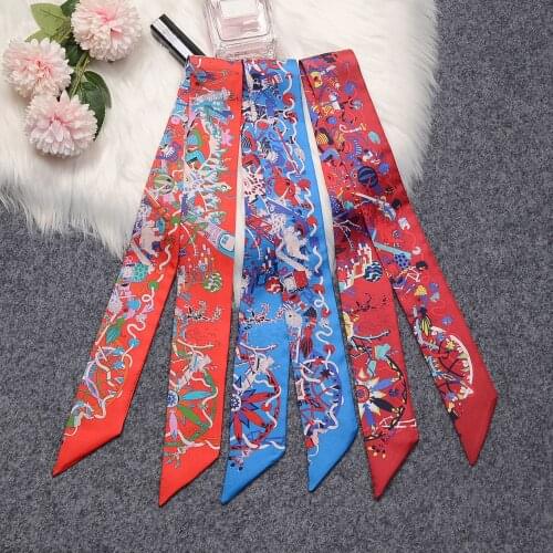 Luxury Print 100% Real Silk Scarf Natural Mulberry Silk Design Brand Women Scarf Foulard Hair & Bag Scarves Fashion Neckerchief
