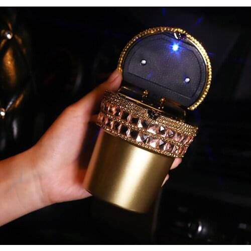 LED Luminous Car Ashtray with Blu-ray Crystals Ashtray Universal for Auto Interior Accessories
