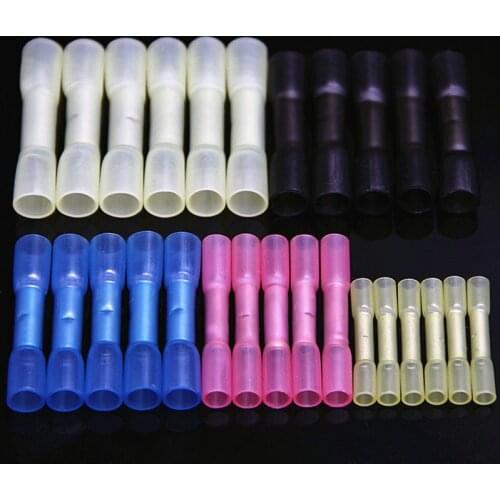 100PCS Waterproof Heat Shrink Butt Connectors Insulated Crimping Terminals Electrical Splice Wire Cable Crimp Connector