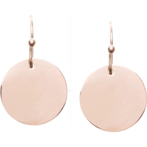 BONISKISS Women 's Hoop Earrings Exquisite&Simple Jewelry For Lady Stainless Steel Glossy Round Earring Free Engrave Bijoux