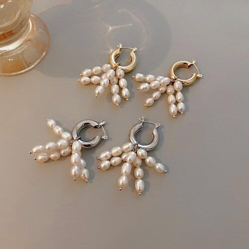 2021 New Korean Irregular Freshwater Pearl Vintage Dangle Earrings For Women Fashion Jewelry Drop Pendientes Brincos