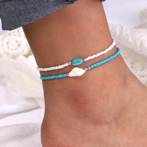 1 PC Creative Bohemian Style Women Anklet Fashion Handmade Beach Ankle Bracelet Beaded Anklet Jewelry Accessories