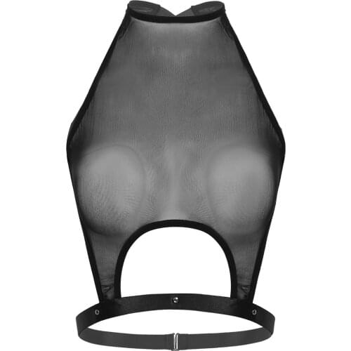 Women See Through Mesh Crop Top Sexy Lingerie Porno Bras Cross Shoulder Straps Underwear Gift for Lingerie Night Valentine Day