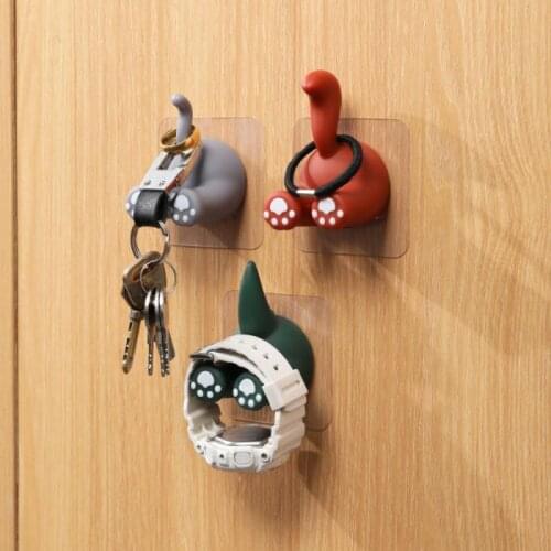 1Pc Hook Nordic Animal Tail Hook Toothbrush Holder Wall Rack Cute Multifunctional Storage Hanging Cartoon Sticky Hook