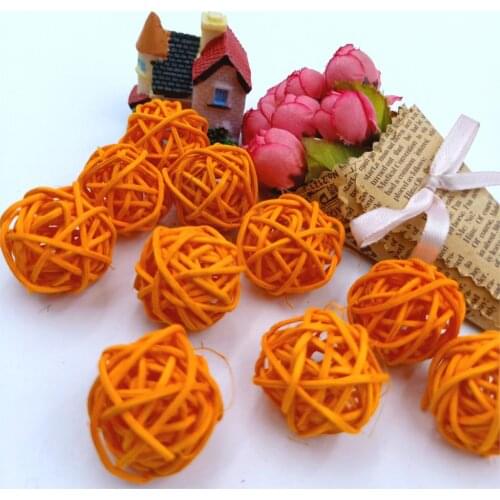 10pcs 3CM Orange Rattan Ball Sepak Takraw for LED Garlands For Hotels Bar Wedding Party Room Decoration Supplies