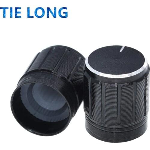 TIELONG 10pcs 15*17mm aluminum alloy potentiometer knob rotary switch volume control knob black For DIY