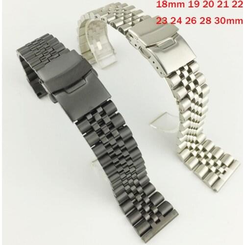 18mm 19 20 21 22 23 24 26 28 30mm Watchband With Pins Full Stainless Steel Straps Double insurance Buckle Watches Accessories