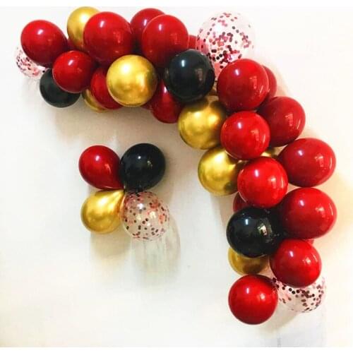 37pcs/set ruby red metal golden balloon chain garland decoration red confetti balloon birthday wedding decoration props baby sho