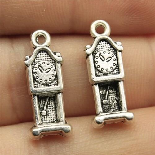 5pcs 20x8mm Pendant Vintage Clock Vintage Clock Charm Pendants Antique Silver Color Pendulum Clock Pendants